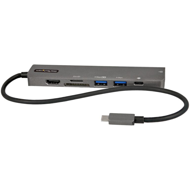 StarTech.com USB-C Multiport Adapter Hub, USB-C to 4K 60Hz HDMI, Gigabit Ethernet and 100W Laptop Charging for Macbook Pro / Air and Windows