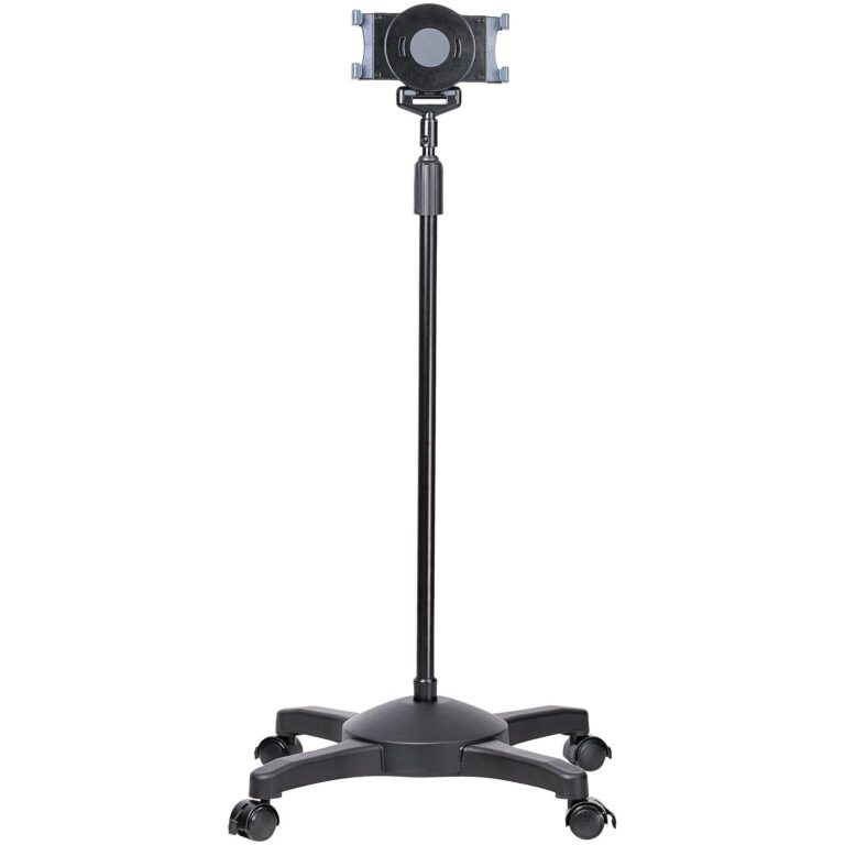 StarTech.com Mobile Tablet Stand with Lockable Wheels – Height Adjustable Cart – Universal Rolling Floor Stand for Tablets from 7 to 11 inch, – TAA