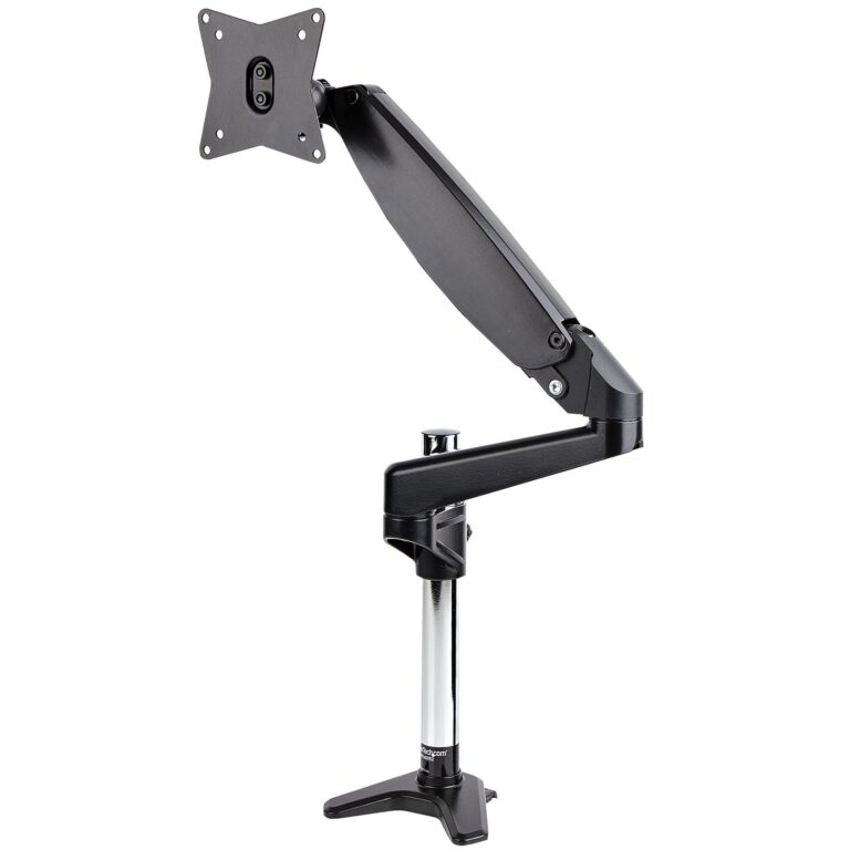 StarTech.com Desk Mount Monitor Arm for Single VESA Display up to 32″ or 49″ Ultrawide (17.6lb/8kg) – Full Motion Articulating & – Single Monitor Arm