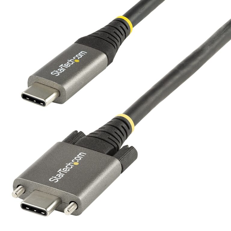 StarTech.com 3ft (1m) USB-C Cable, Side Screw Locking, USB 10Gbps, 100W (5A) Power Delivery, 8K 60Hz / 4K 144Hz DP Alt Mode, – Thunderbolt Compatible