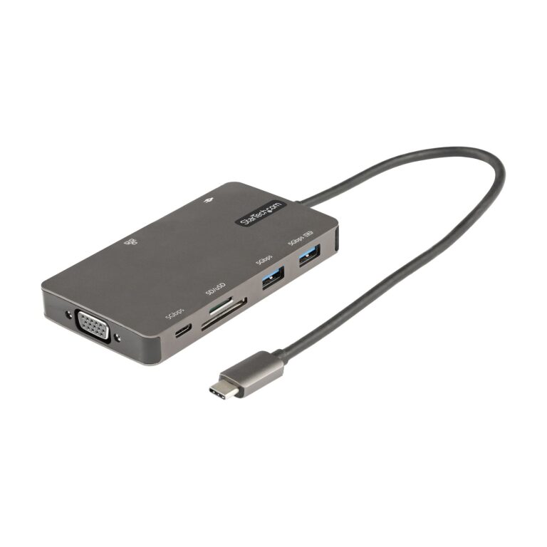 StarTech.com USB C Multiport Adapter – HDMI 4K 30Hz or VGA Travel Dock – 5Gbps USB 3.0 Hub (USB A / USB C Ports) – 100W Power – USB C Mini Dock