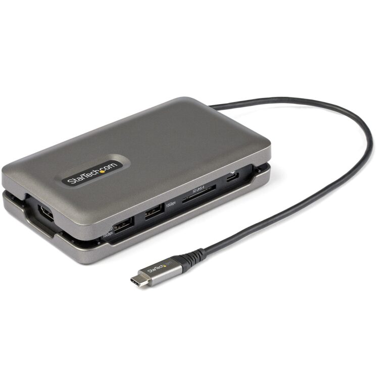 StarTech.com USB C Multiport Adapter – USB C to 4K 60Hz HDMI 2.0 – 2-Port 10Gbps USB Hub – 100W Power Delivery Pass-through – GbE – – 10″ Cable