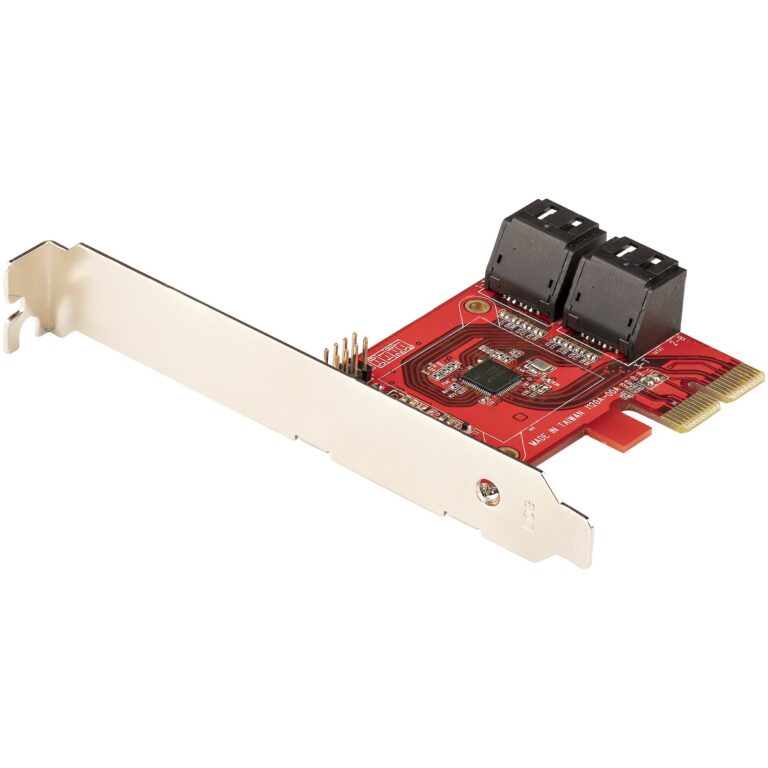 StarTech.com SATA PCIe Card – 4 Port PCIe SATA Expansion Card – 6Gbps – Low/Full Profile – Stacked SATA Connectors – ASM1164 Non-Raid – PCI – TAA