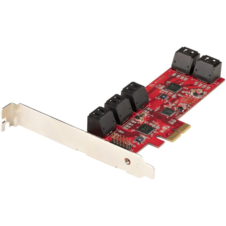 StarTech.com SATA PCIe Card – 10 Port PCIe SATA Expansion Card – 6Gbps – Low/Full Profile – Stacked SATA Connectors – ASM1062 Non-Raid – PCI – TAA