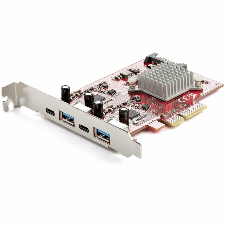 StarTech.com 4-Port USB PCIe Card – 10Gbps USB PCI Express Expansion Card w/ 2 Controllers – 2x USB-C & 2x USB-A ports (USB 3.2 Gen 2) – – TAA