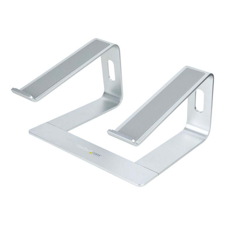 StarTech.com Laptop Stand for Desk, Supports 5kg/11lb, Aluminum, Silver, Ergonomic Laptop Riser, Portable Laptop Holder, Computer Stand for Macbook