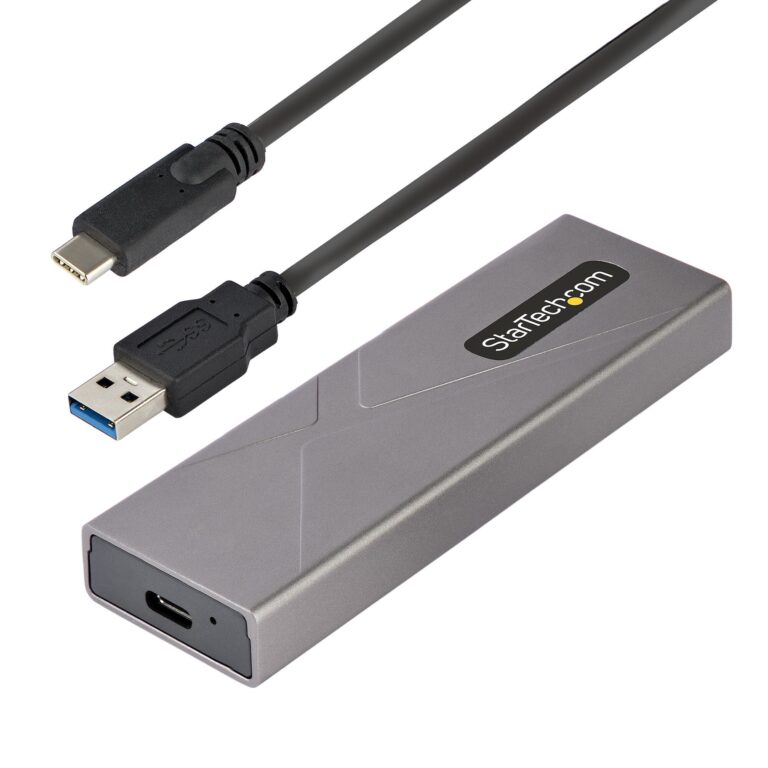 StarTech.com USB-C 10Gbps to M.2 NVMe or M.2 SATA SSD Enclosure – Tool-free External M.2 PCIe/SATA NGFF SSD Aluminum – Supports 2230/2242/2260/2280