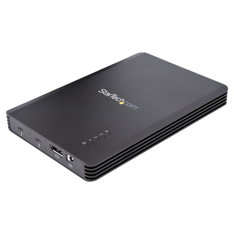 StarTech.com 4 Bay Thunderbolt 3 NVMe Enclosure, For M.2 NVMe SSD Drives, 1x DisplayPort Video/ 2x TB3 Downstream Ports, 40Gbps, 72W Power Supply,