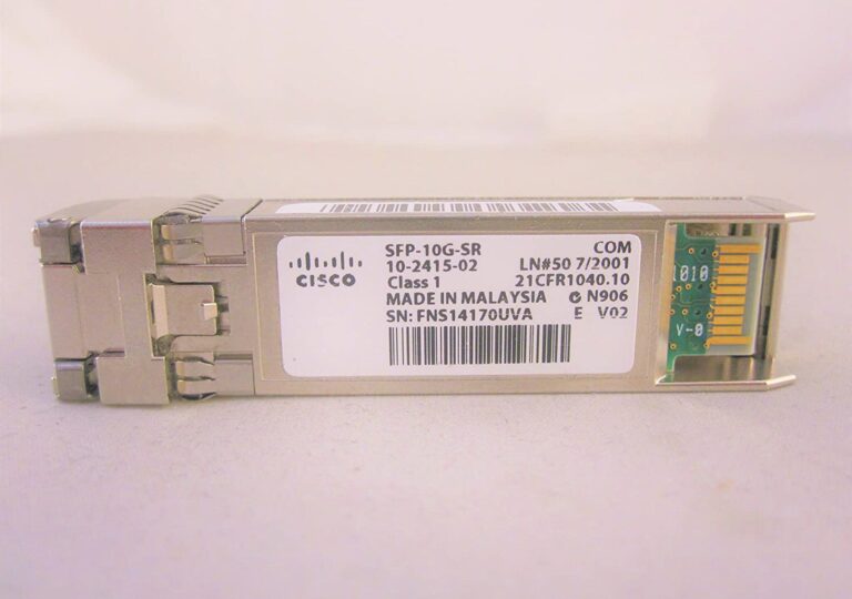 Cisco 10GBASE-SR SFP Module for 10-Gigabit Ethernet Deployments, Hot Swappable, 5-Year Standard Warranty (SFP-10G-SR=)