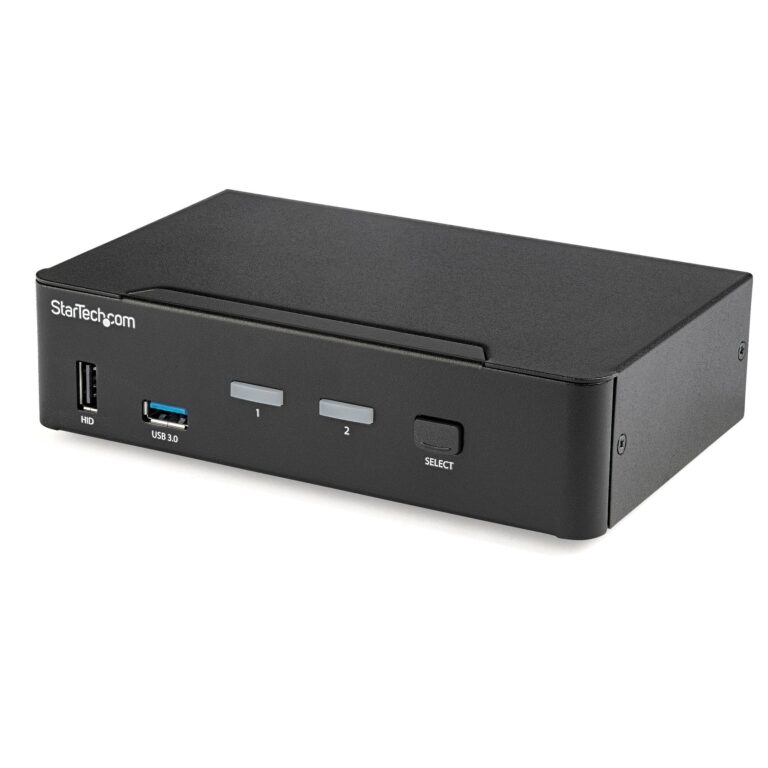 StarTech.com 2 Port DisplayPort KVM Switch – 4K 60Hz – Single Display – Dual Port UHD DP 1.2 USB KVM Switch with Integrated USB 3.0 – TAA Compliant