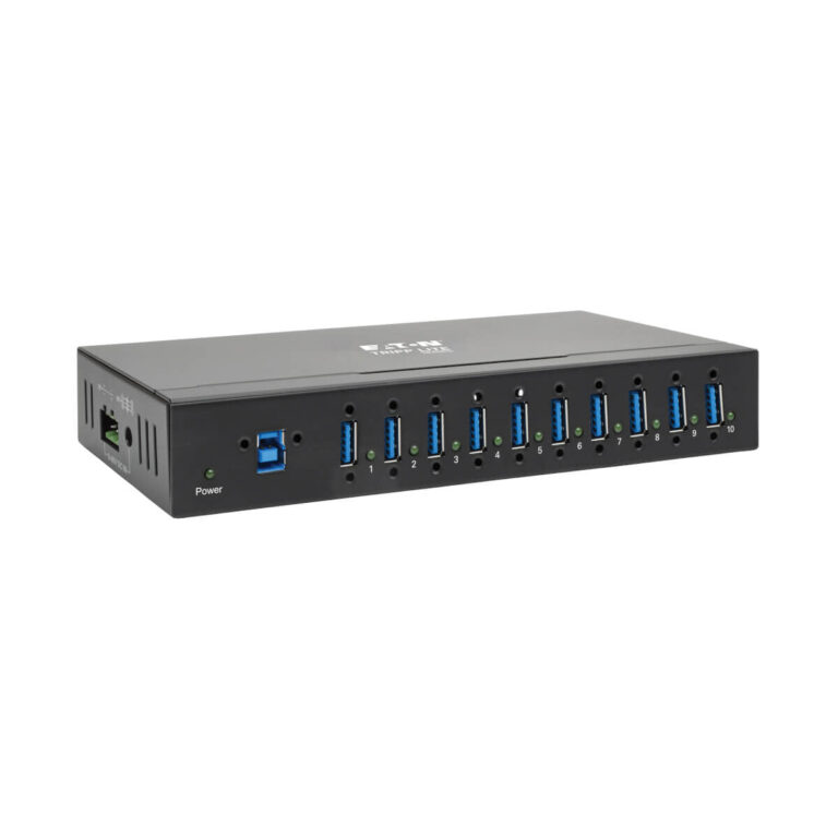 Tripp Lite U360-010-IND 10-Port Industrial-Grade USB 3.x (5Gbps) Hub – 20 kV ESD Immunity, Metal Housing, Mountable