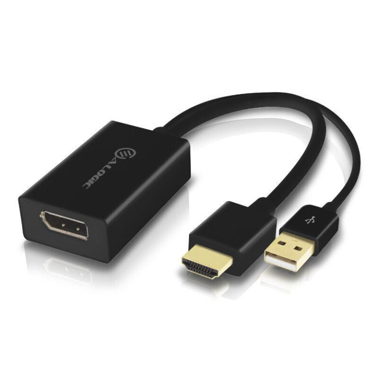 ALOGIC HDMI Male to DisplayPort Female Adapter with USB Cable for Power – BLACK