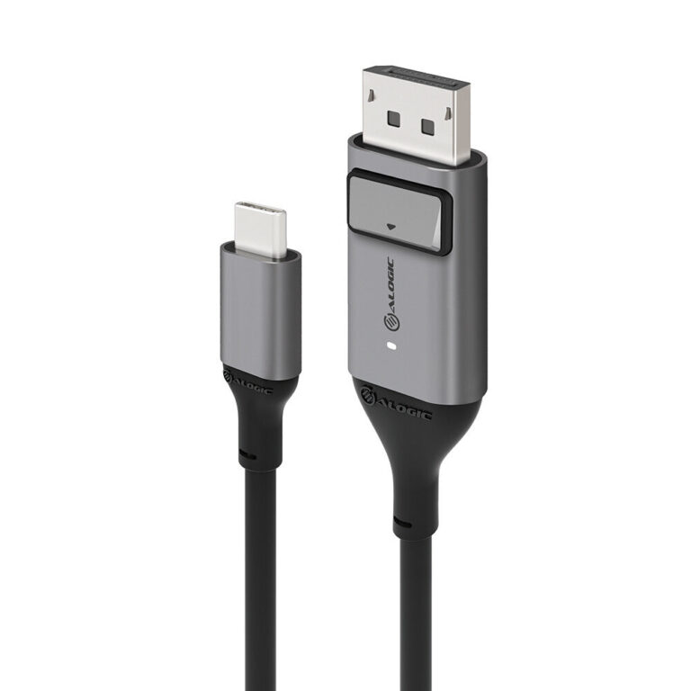 ALOGIC 2m Ultra USB-C (Male) to DP (Male) Cable – 4K @60Hz with LED (White) – Box Packaging