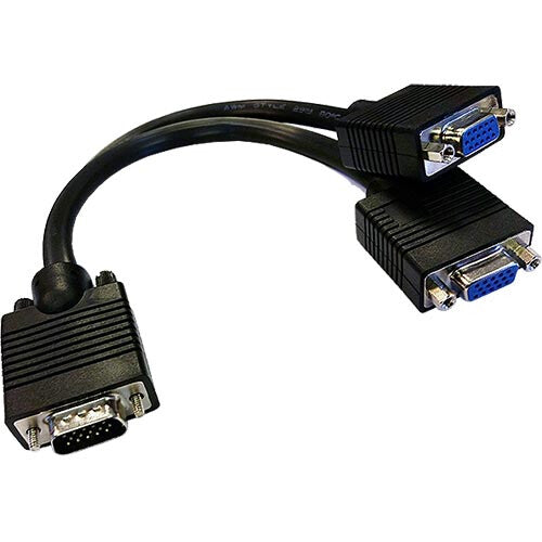 Cablenet 20cm SVGA Male – 2 x SVGA Female Black Cable Splitter