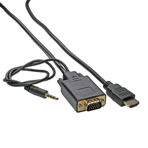 Cablenet 1.8m HDMI 1.4b Male – SVGA Male + 3.5mm Stereo 30AWG Black Cable