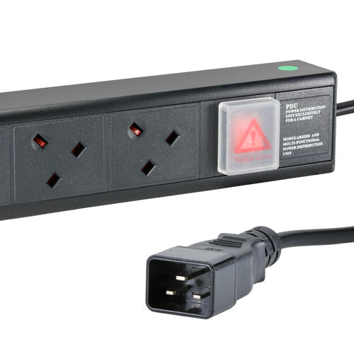 Cablenet 8 Way UK Horizontal 1u PDU with IEC – C20 3m Feed