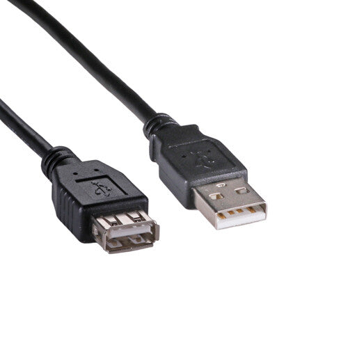 Cablenet 0.5m USB 2.0 Type A Male – Type A Female Black PVC Extension Cable