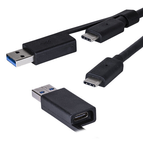 Cablenet 1m USB 3.1c Male – USB 3.1c Male Black Cable with USB 3.0 Adaptor