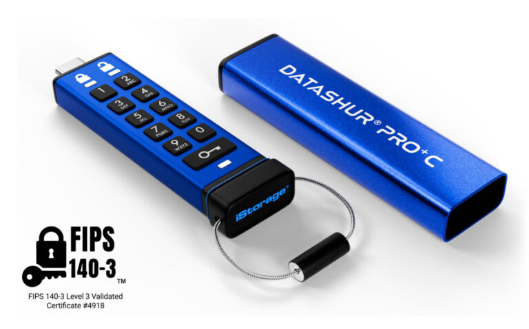 iStorage datAshur PRO+C 256GB | FIPS 140-3 Level 3 Certified | Secure USB Type-C drive | AES-XTS 256-bit Hardware Encryption | PIN protected | Type