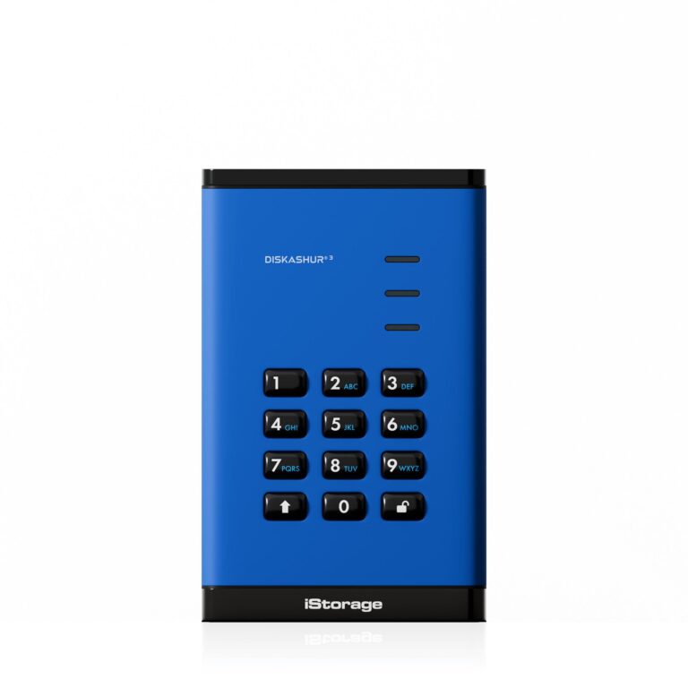 iStorage diskAshur³ SSD 4TB Blue | Secure Portable Solid State Drive | FIPS 140-3 Level 3 Complaint |Common Criteria EAL 5+ | PIN protected | AES-XTS