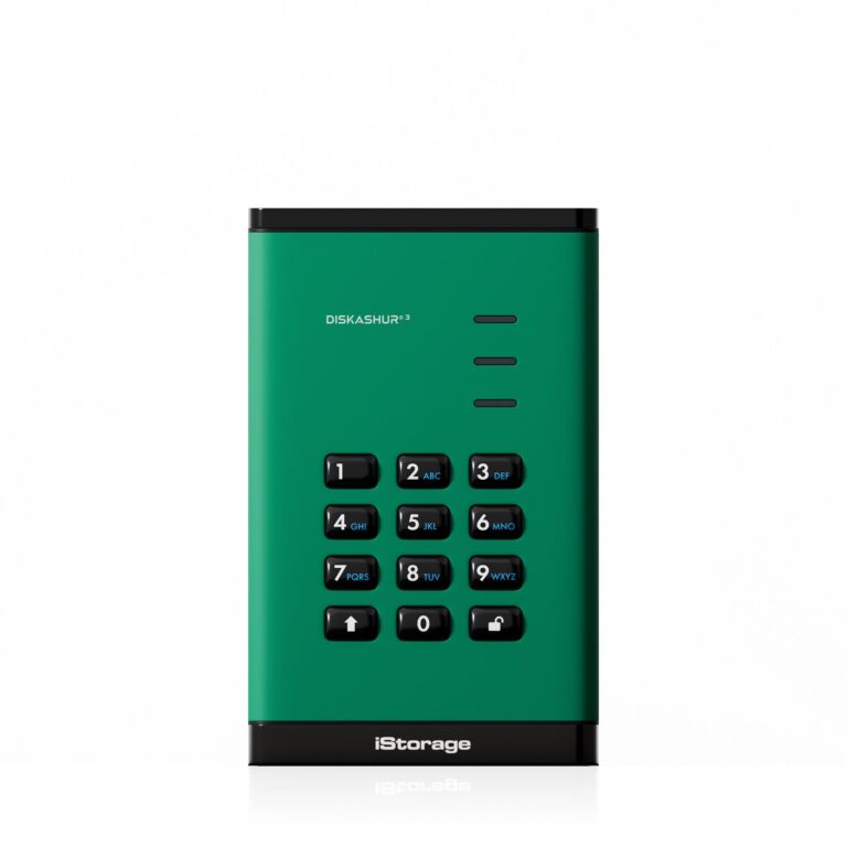iStorage diskAshur³ SSD 8TB Green | Secure Portable Solid State Drive | FIPS 140-3 Level 3 Complaint |Common Criteria EAL 5+ | PIN protected |