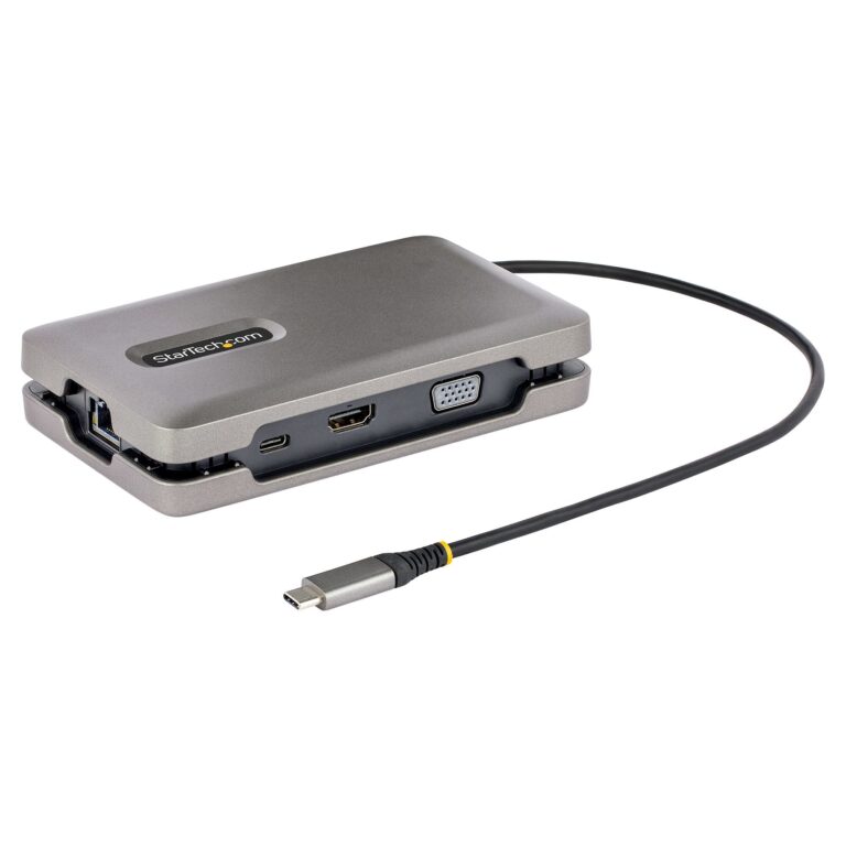 StarTech.com USB-C Dual Monitor Multiport Adapter up to 4K 60Hz USB-C DP Alt Mode Video Output & HDMI 2.0, or 1080p VGA, 100W PD Pass-Through, USB