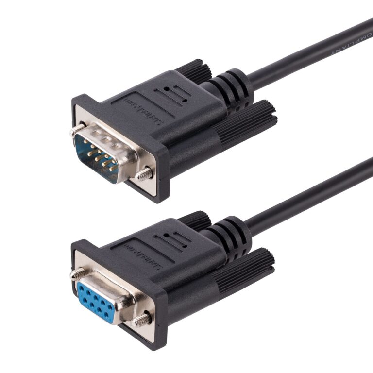 StarTech.com 3m RS232 Serial Null Modem Cable, Crossover Serial Cable w/Al-Mylar Shielding, DB9 Serial COM Port Cable Female to Male, Compatible