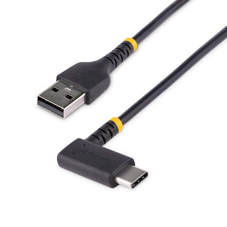 StarTech.com 6in (15cm) USB-A to USB-C Fast Charging Cable, Rugged, Right-Angled, Charge & Sync, 3A, USB 2.0, TPE Jacket and – USB Charging Cord