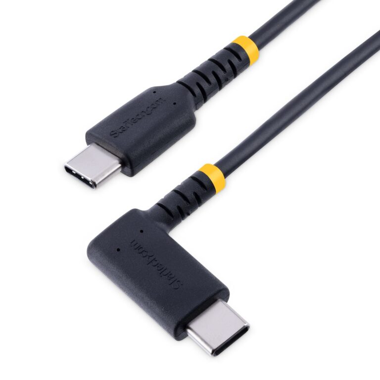 StarTech.com 6in (15cm) USB-C Fast Charging Cable, Rugged, Right-Angled, Charge & Sync, 60W (3A) PD, USB 2.0, TPE Jacket and – USB C Charging Cord
