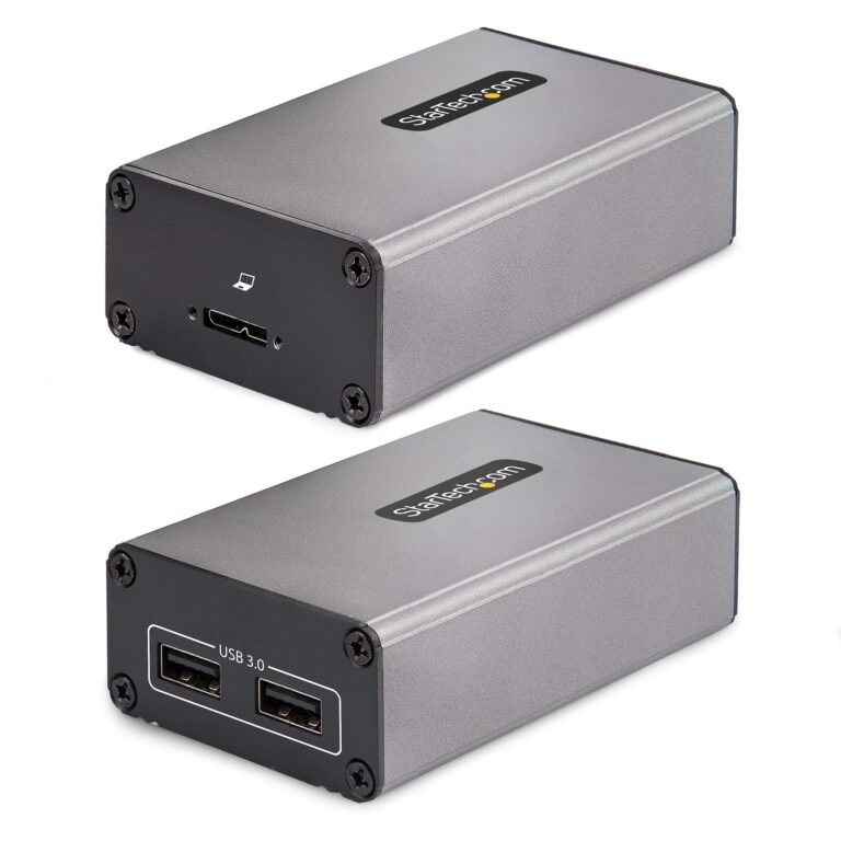 StarTech.com 2-Port USB 3.0 Extender over OM3 Multimode Fiber – LC/LC – 2x 5Gbps USB-A Hub – 350m (1150ft) Range – Durable USB Fiber Optic – TAA
