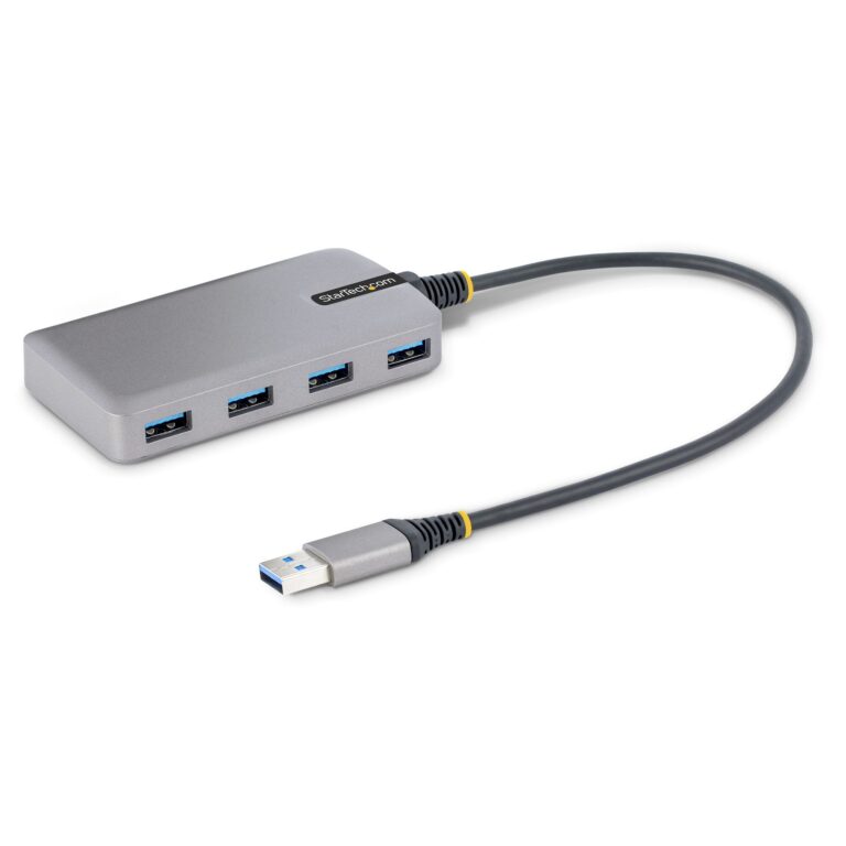 StarTech.com 4-Port USB Hub – USB 3.0 5Gbps, Bus Powered, USB-A to 4x USB-A Hub – Portable Desktop/Laptop USB Hub, 1ft/30cm Cable, USB Expansion Hub