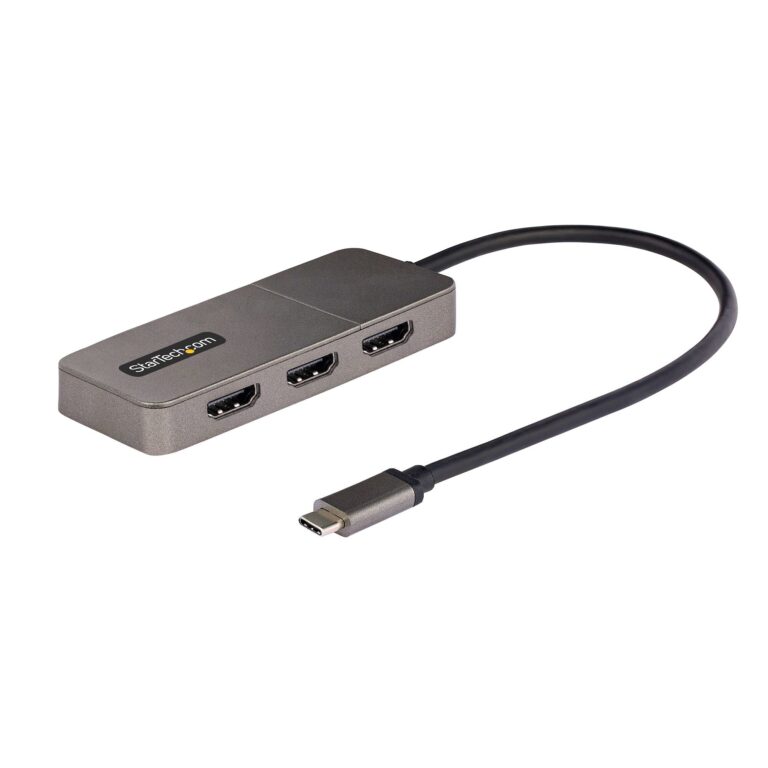 StarTech.com 3-Port USB-C Multi-Monitor Adapter, USB Type-C to 3x HDMI MST Hub, Triple 4K 60Hz HDMI Laptop Display Extender / – Windows Only