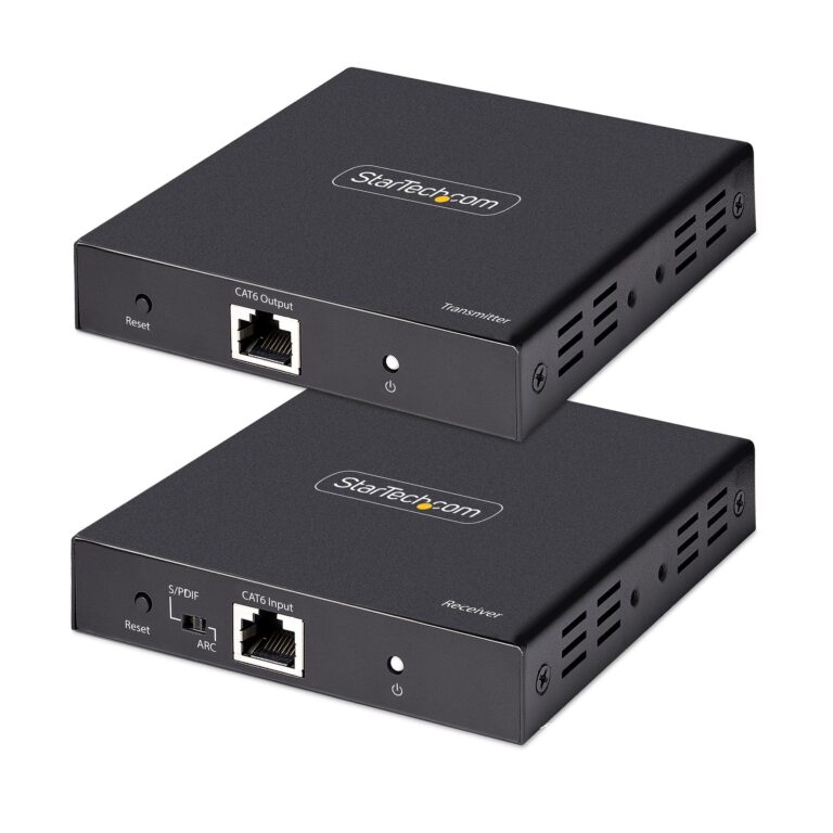 StarTech.com 4K HDMI Extender Over CAT5/CAT6 Cable, 4K 60Hz HDR Video Extender Up to 230ft (70m), HDMI Over Ethernet Cabling, S/PDIF Audio Out, HDMI