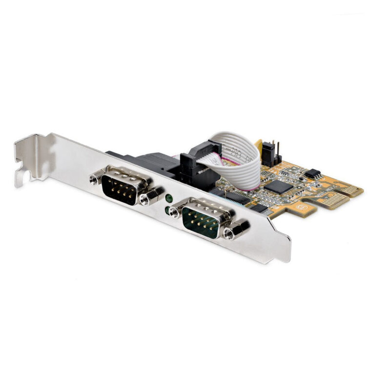 StarTech.com 2-Port PCI Express Serial Interface Card, Dual Port PCIe to RS232 (DB9) Serial Card, 16C1050 UART, Low/Full Profile Brackets, COM – TAA