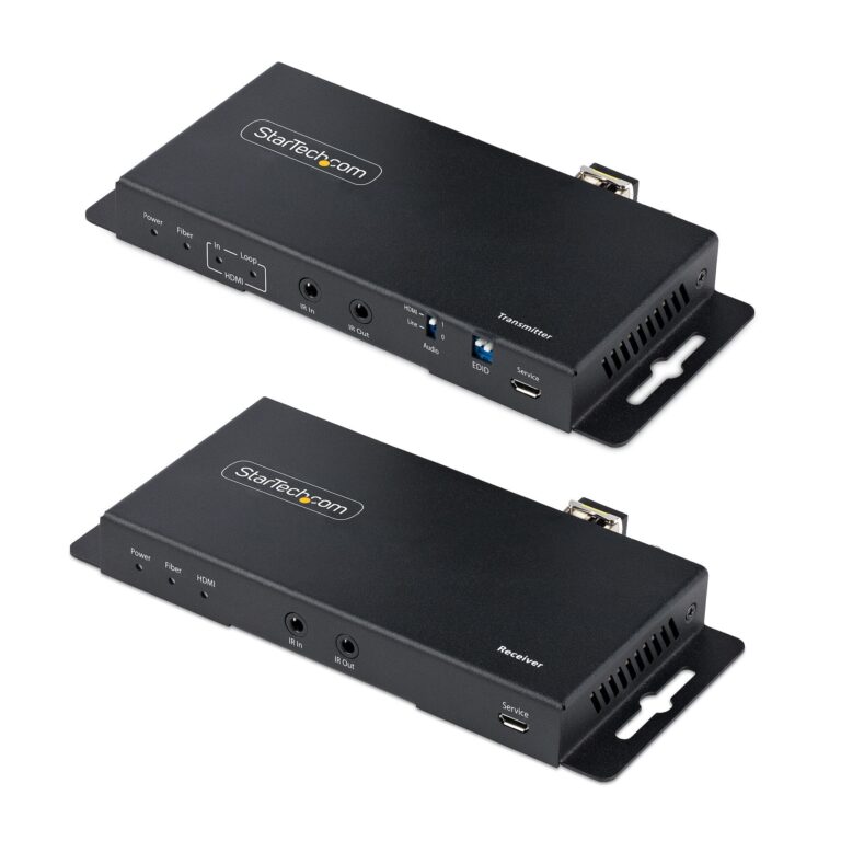 StarTech.com 4K HDMI over Fiber Extender Kit, 4K 60Hz up to 3300ft/1km (Single Mode) or 1000ft/300m (Multimode) LC Fiber Optic, HDR, HDCP, 3.5mm