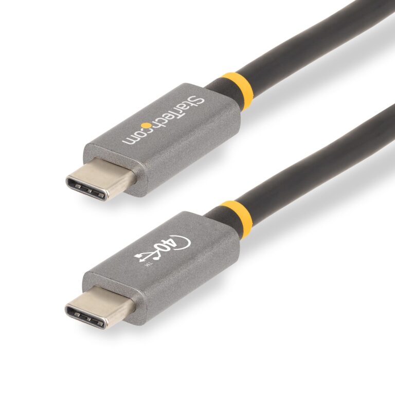 StarTech.com 3ft (1m) USB4 Cable 40Gbps, 100W (5A) Power Delivery, 8K 120Hz / 4K 240Hz DP Alt Mode, USB-IF Certified USB-C – Thunderbolt Compatible