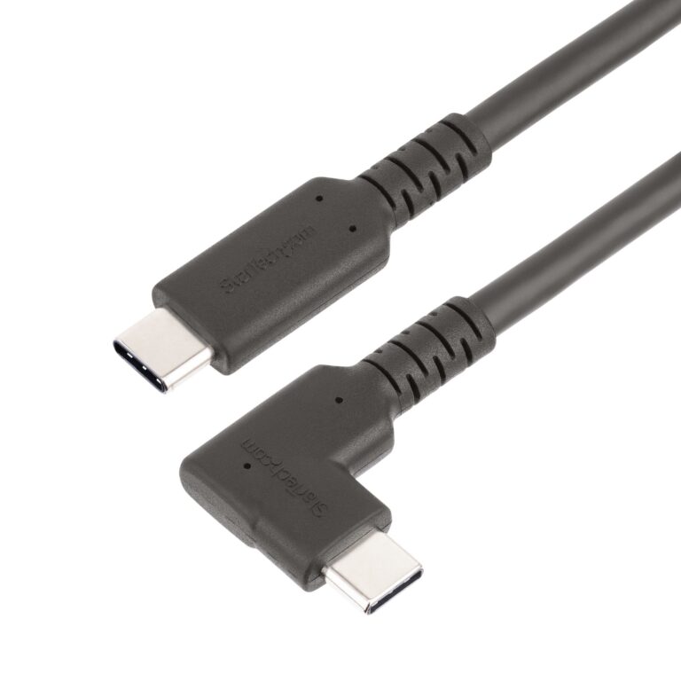 StarTech.com 6.6ft (2m) USB-C Cable, Right-Angled, USB 5Gbps, 100W (5A) Power Delivery, 4K 60Hz DP Alt Mode, Rugged USB C – Thunderbolt Compatible