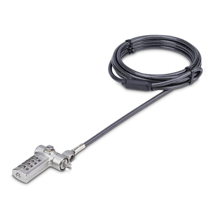 StarTech.com Universal Laptop Lock 6.6ft (2m), Security Cable For Notebook Compatible With Noble Wedge®/Nano/K-Slot; Keyless Combination – TAA