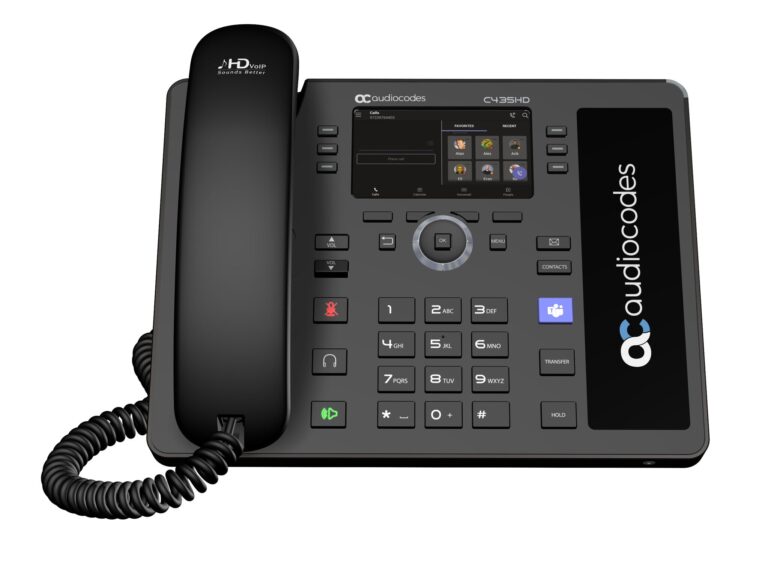 AudioCodes Teams C435HD-R IP-Phone PoE GbE with an external power supply black