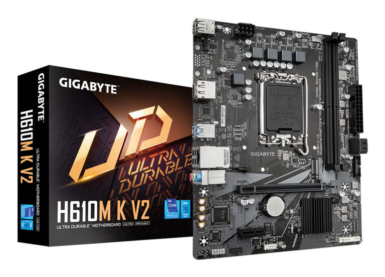 GIGABYTE H610M K V2 Motherboard – Intel Core 14th CPUs, up to 5600MHz DDR5, 1xPCIe 3.0 M.2, 1GbE LAN, USB 3.2 Gen 1