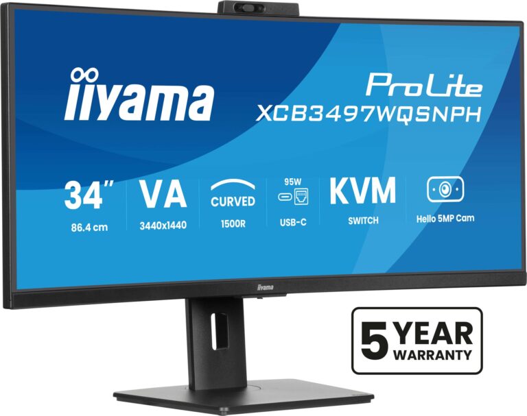 iiyama ProLite 34″ UltraWide QHD 120Hz Monitor (XCB3497WQSNPH-B1)