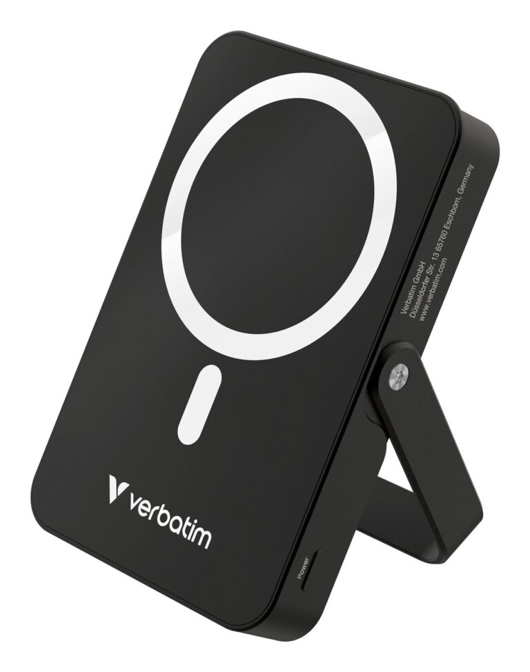 Verbatim Charge ‘n’ Go Magnetic Wireless Power Bank with stand – 10000 mAh Black