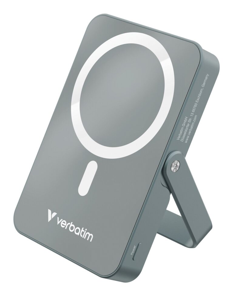 Verbatim Charge ‘n’ Go Magnetic Wireless Power Bank with stand – 10000 mAh Grey