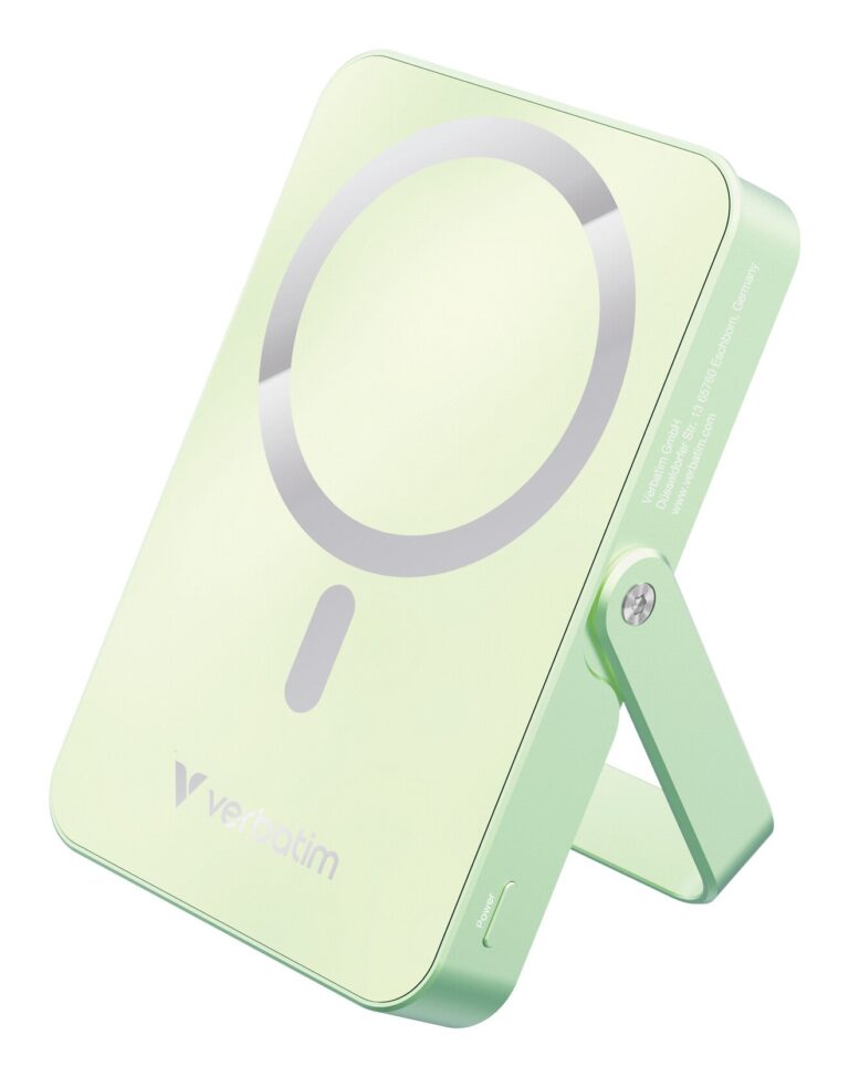 Verbatim Charge ‘n’ Go Magnetic Wireless Power Bank with stand – 10000 mAh Green