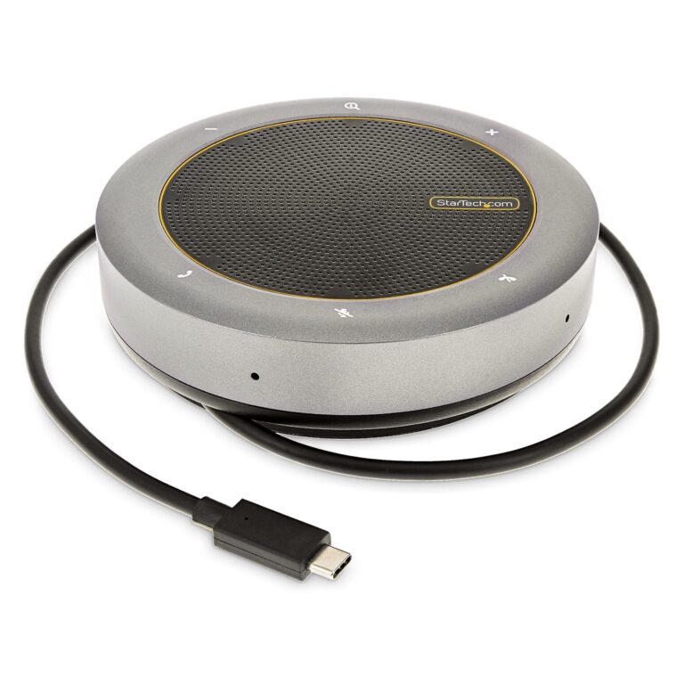 StarTech.com USB-C Speakerphone Docking Station, Mini Portable Conference Speaker and Audio Dock, USB-C to VGA/4K HDMI, 2x USB-A Hub, Mic/Speaker,