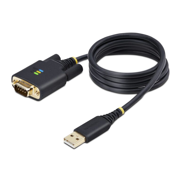 StarTech.com 3.3ft (1m) USB to Serial Adapter Cable, COM Retention, Interchangeable Screws/Nuts, USB-A to DB9 RS232, FTDI IC, ESD Protection,