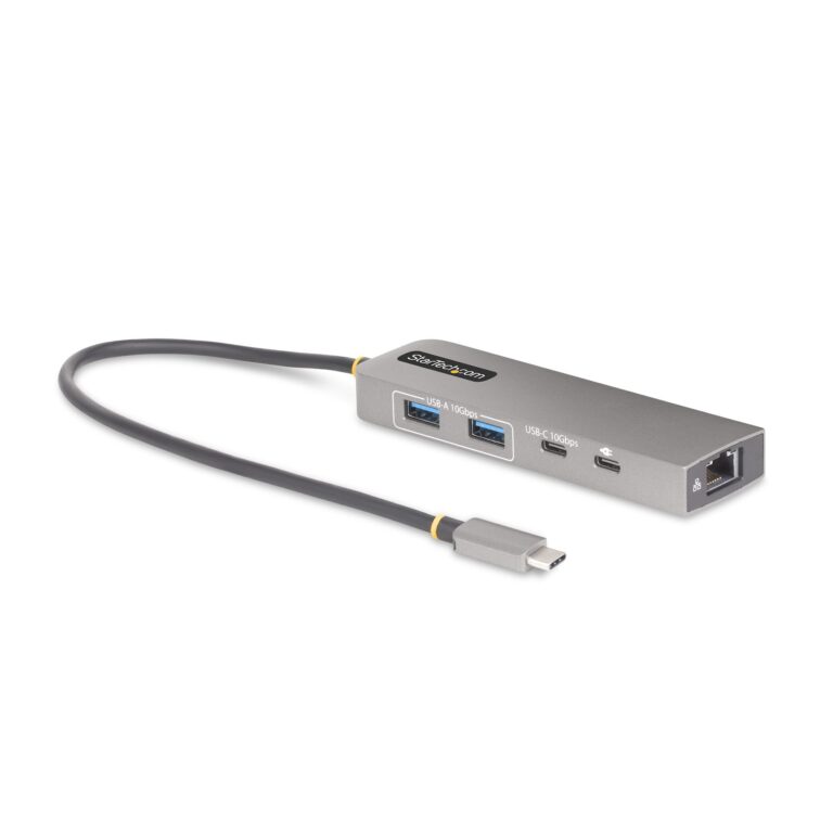 StarTech.com 3-Port USB-C Hub with 2.5 Gbps Ethernet and 100W Power Delivery Pass-Through Port, USB 3.2 10Gbps, 2x USB-A/1x USB-C, Portable USB
