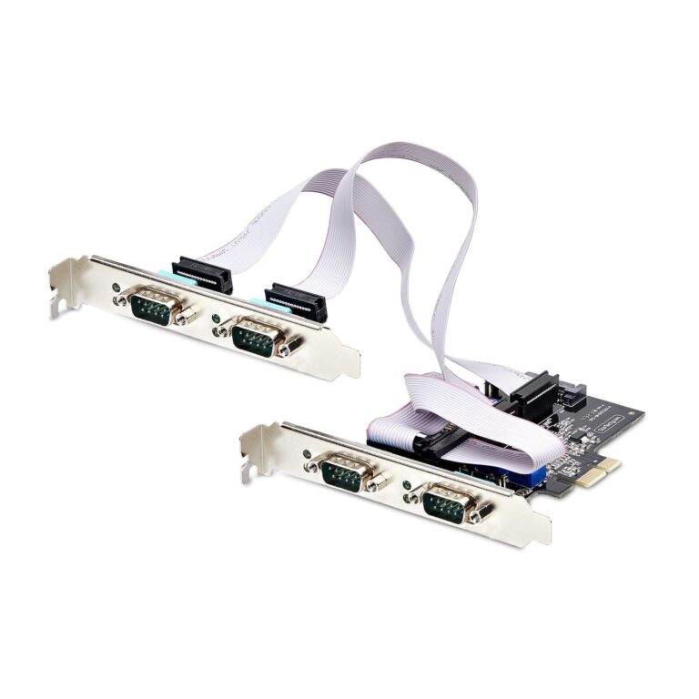 StarTech.com 4-Port Serial PCIe Card, Quad-Port PCI Express to RS232/RS422/RS485 (DB9) Serial Card, Low-Profile Bracket – Level-4 ESD Protection