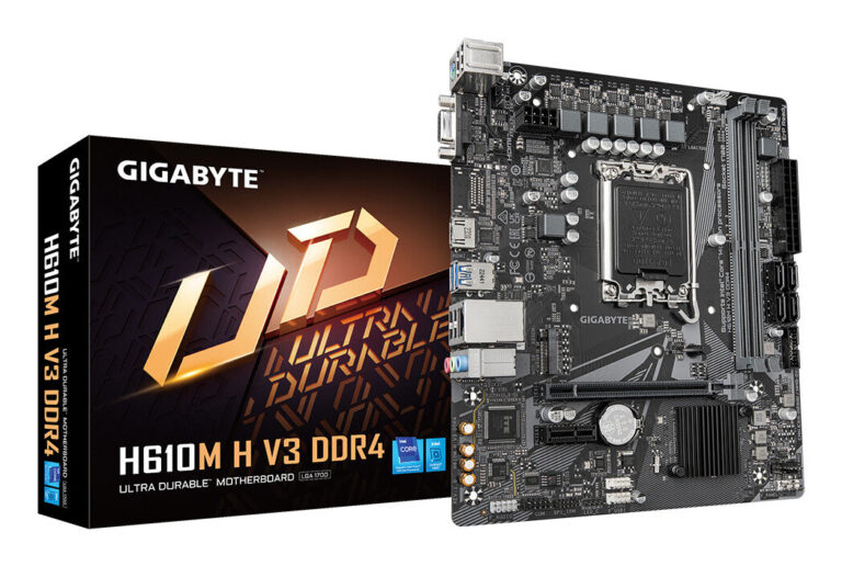 GIGABYTE H610M H V3 DDR4 – Supports Intel Core 14th CPUs, 4+1+1 Hybrid Phases Digital VRM, up to 3200MHz DDR4, 1xPCIe 3.0 M.2, GbE LAN, USB 3.2 Gen 1