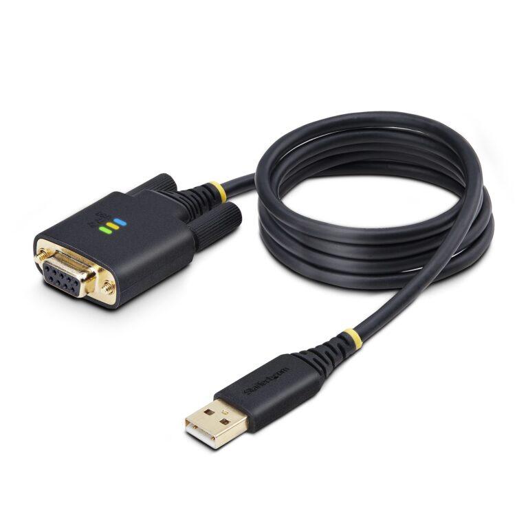 StarTech.com 3.3ft (1m) USB to Null Modem Serial Adapter Cable, Interchangeable DB9 Screws/Nuts, COM Retention, USB-A to – Rugged TPE Construction